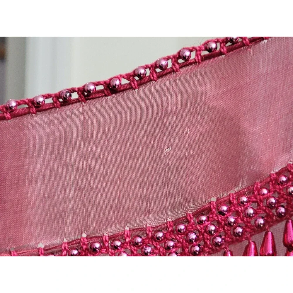 Belly Dance Paillette Hip Scarf Burgundy Magenta Beaded Fringe Preowned Costume